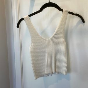 White cropped ribbed knit tank size medium